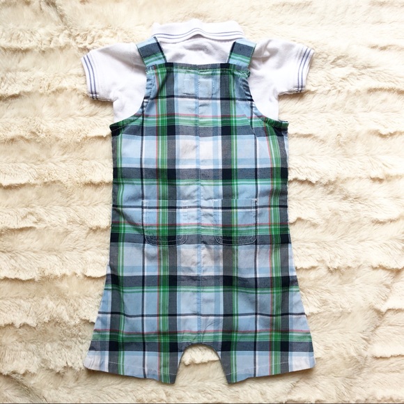 Crown & Ivy Baby Plaid Coveralls with Polo, Sz 3M - Picture 3 of 5